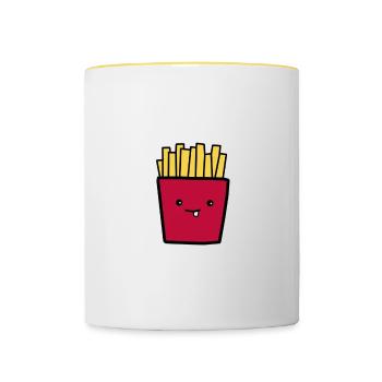 Pommes - Tasse zweifarbig - Weiß/Gelb - Vorne