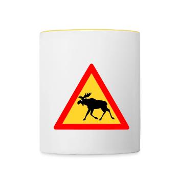 Grumpy Elch - Tasse zweifarbig - Weiß/Gelb - Vorne