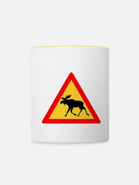Grumpy Elch - Tasse zweifarbig - Weiß/Gelb
