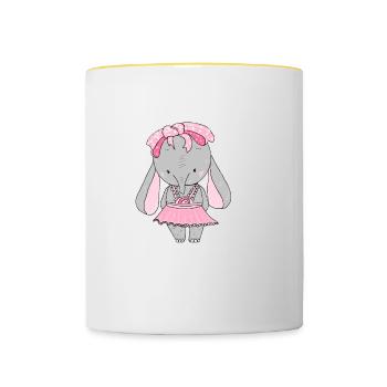 Elefant, süß, Comic - Tasse zweifarbig - Weiß/Gelb - Vorne