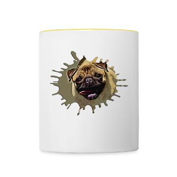 gxp hungry pug dog vector art - Contrasting Mug - white/yellow - Front
