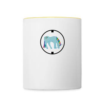 LOGO Einhorn türkis Regenbogen - Tasse zweifarbig - Weiß/Gelb - Vorne