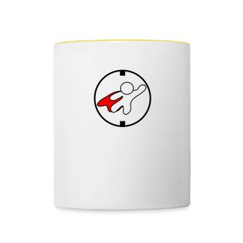 LOGO superhero white red silhouette - Contrasting Mug - white/yellow - Front