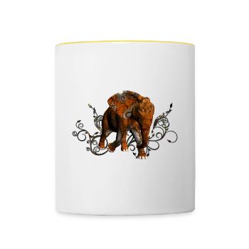 Atemberaubender Steampunk-Elefant - Tasse zweifarbig - Weiß/Gelb - Vorne