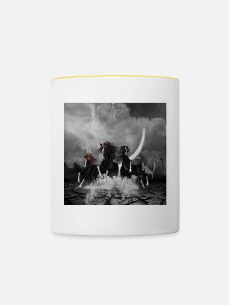 Wunderbare schwarze Pferde - Tasse zweifarbig - Weiß/Gelb