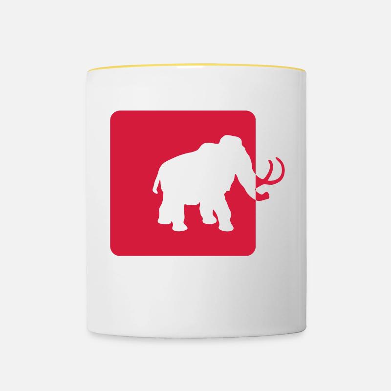mammoth ice age past logo - Contrasting Mug - white/yellow