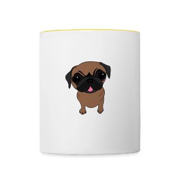 Carlin heureux - Mug contrasté - blanc/jaune - Devant