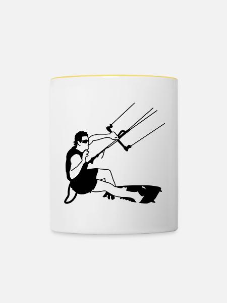 Kitesurfing - Tasse zweifarbig - Weiß/Gelb