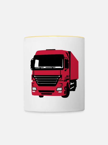 LKW - Tasse zweifarbig - Weiß/Gelb