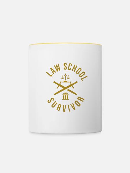 Law School Survivor - Tasse zweifarbig - Weiß/Gelb