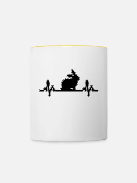 Hase - Tasse zweifarbig - Weiß/Gelb