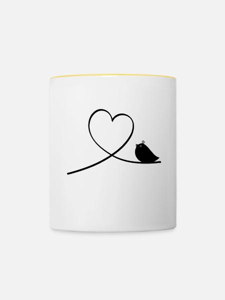 Vogel - Tasse zweifarbig - Weiß/Gelb