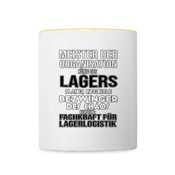 Geschenk Lagerlogistig Lager Hilfsarbeiter Lager - Tasse zweifarbig - Weiß/Gelb - Vorne