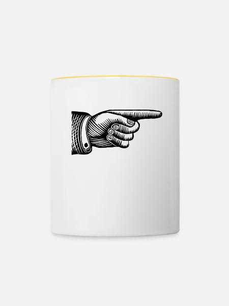 Hand - Tasse zweifarbig - Weiß/Gelb