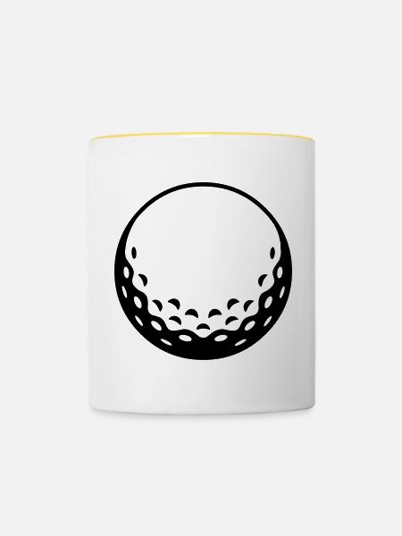 Golfball - einfärbbar - Tasse zweifarbig - Weiß/Gelb