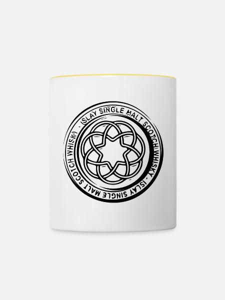 Islay Scotch Whisky - Whiskey Design - Tasse zweifarbig - Weiß/Gelb
