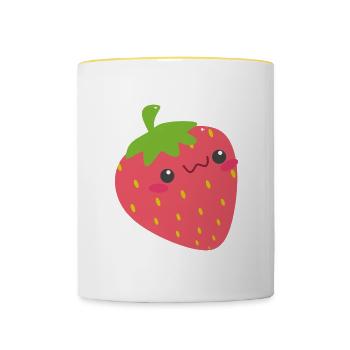 KAWAII STRAWBERRY - Tasse zweifarbig - Weiß/Gelb - Vorne