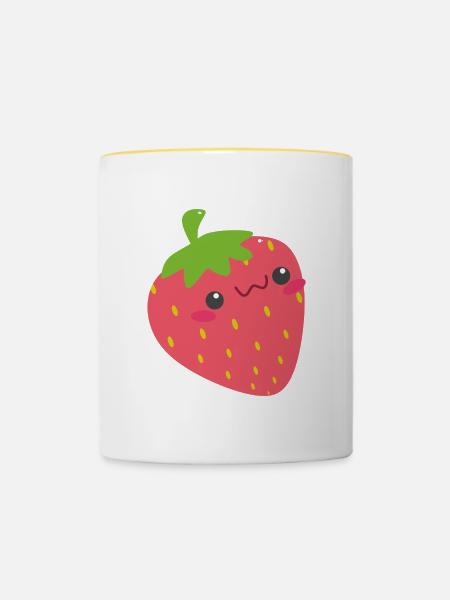 KAWAII STRAWBERRY - Tasse zweifarbig - Weiß/Gelb