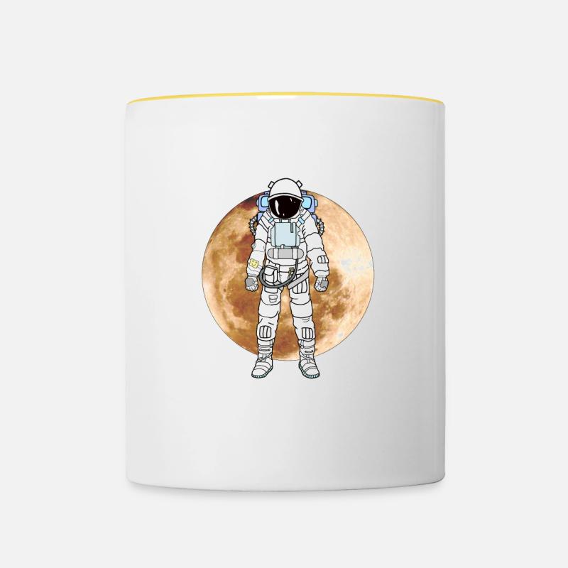 Astronaute, lune, alunissage, NASA - Mug contrasté - blanc/jaune