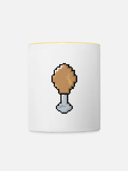 Pixel - Hähnchenkeule - Tasse zweifarbig - Weiß/Gelb