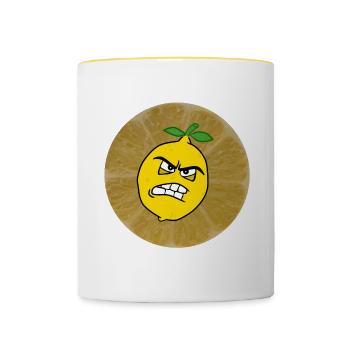 saure Zitrone ist sauer - Tasse zweifarbig - Weiß/Gelb - Vorne