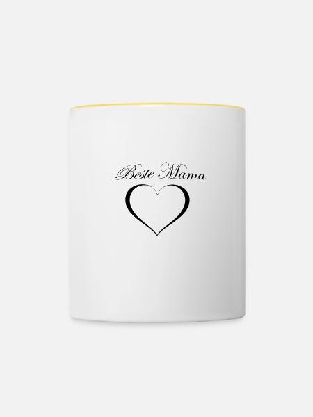 Beste Mama - Tasse zweifarbig - Weiß/Gelb