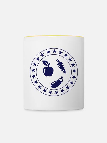 Vegetarian / Vegetarier / Végétarien - Tasse zweifarbig - Weiß/Gelb