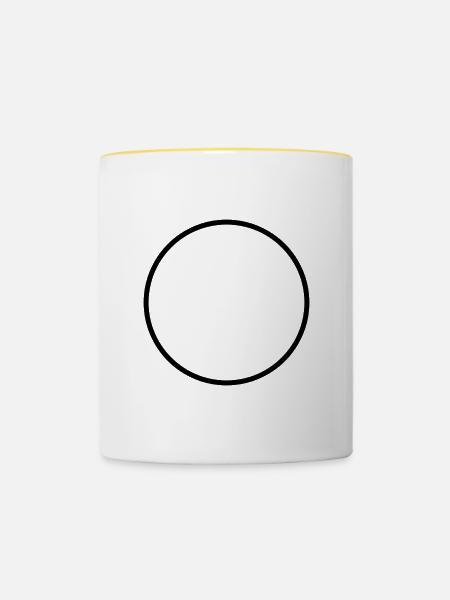 Einfacher Kreis - Tasse zweifarbig - Weiß/Gelb