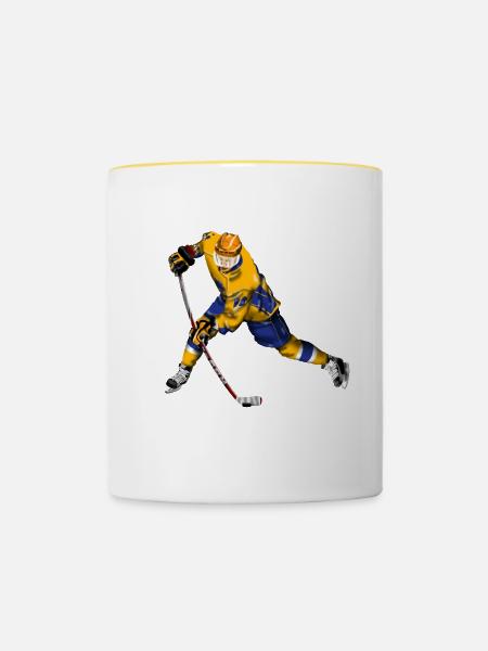 Eishockey - Tasse zweifarbig - Weiß/Gelb