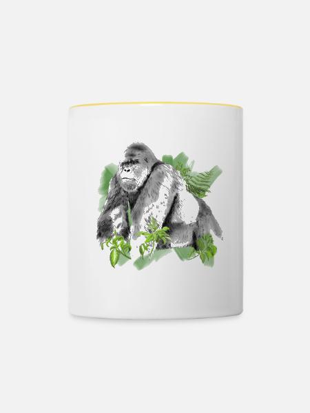 Gorilla - Tasse zweifarbig - Weiß/Gelb