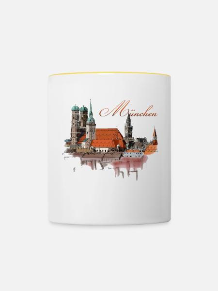 München - Tasse zweifarbig - Weiß/Gelb