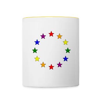 Drapeau arc-en-ciel pour l’Europe - Mug contrasté - blanc/jaune - Devant