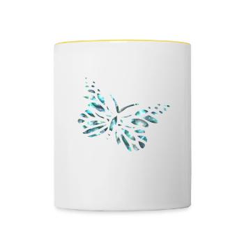 Papillon diamants - Mug contrasté - blanc/jaune - Devant