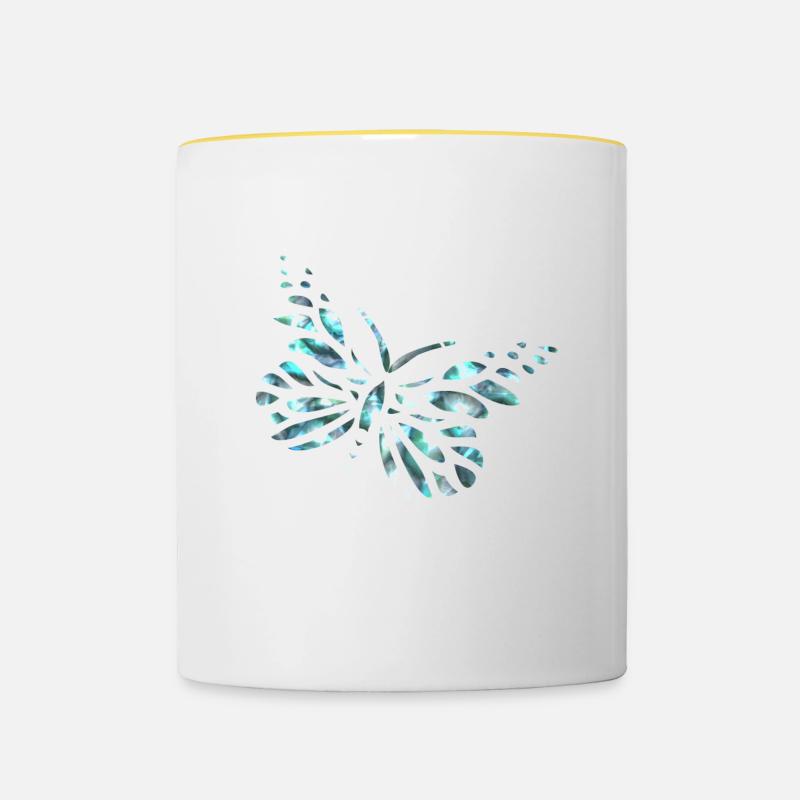 Papillon diamants - Mug contrasté - blanc/jaune
