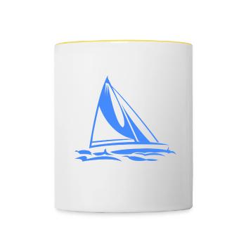 Segelboot - Tasse zweifarbig - Weiß/Gelb - Vorne