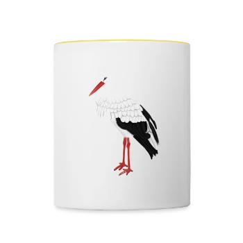 jz.birds stork bird design - Contrasting Mug - white/yellow - Front