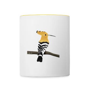 jz.birds hoopoe bird design - Contrasting Mug - white/yellow - Front