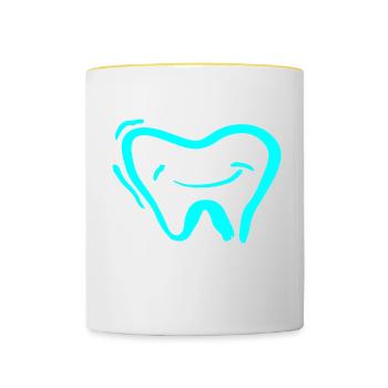Zahn - Tasse zweifarbig - Weiß/Gelb - Vorne
