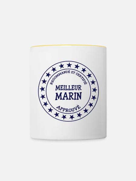Seemann / Boot / Marine / Meer / Fischer - Tasse zweifarbig - Weiß/Gelb