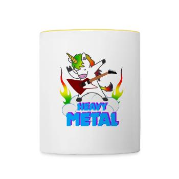 Heavy Music Unicorn Music Gift - Mug contrasté - blanc/jaune - Devant