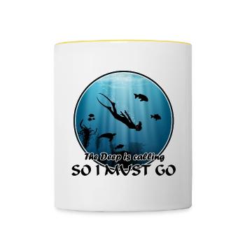 Freediver Meeresschildkröte Fische - Tasse zweifarbig - Weiß/Gelb - Vorne