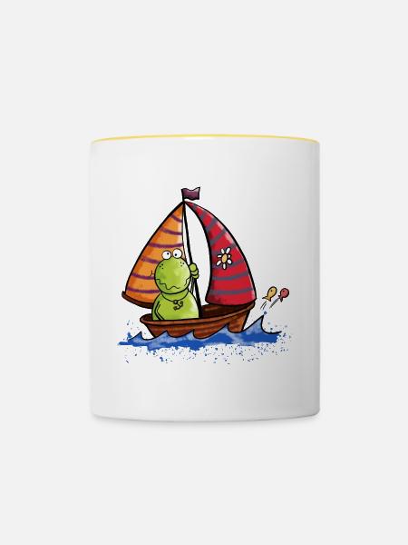 Frosch auf See - Tasse zweifarbig - Weiß/Gelb
