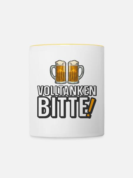 Volltanken Bitte! - Tasse zweifarbig - Weiß/Gelb