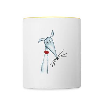 Lévrier bleu - Mug contrasté - blanc/jaune - Devant