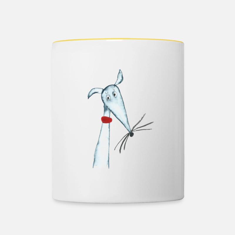 Greyhound blue - Contrasting Mug - white/yellow