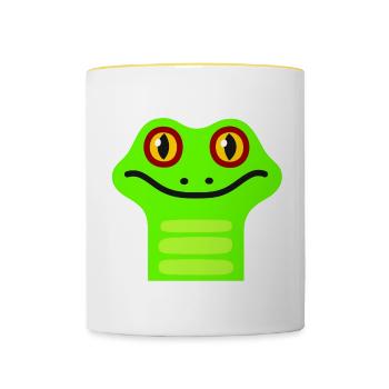 Grenouille mignonne - Mug contrasté - blanc/jaune - Devant