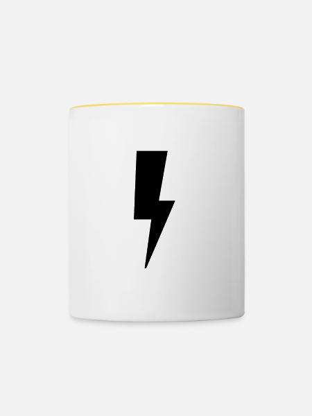 Blitz - Logo - Tasse zweifarbig - Weiß/Gelb