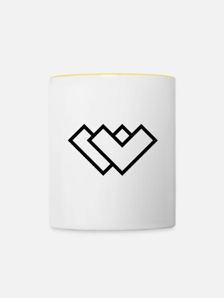 W - Logo - Tasse zweifarbig - Weiß/Gelb