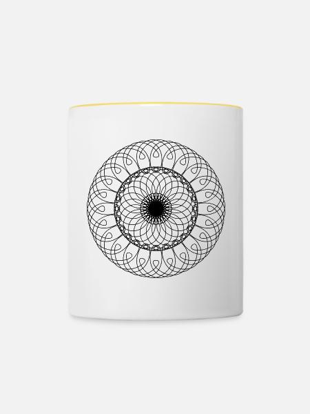 Mandala - Tasse zweifarbig - Weiß/Gelb