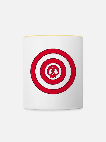 Zielschädel - Tasse zweifarbig - Weiß/Gelb